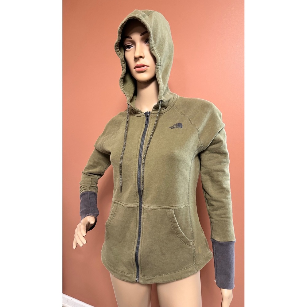 The North Face Womens Full Zip Hoodie Jacket Olive Green  Small‎
